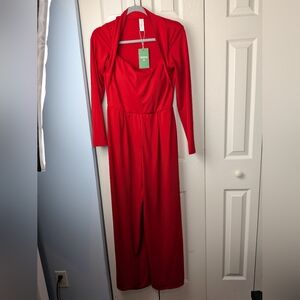 HALARA Vibrant Red Long Sleeve Jumpsuit